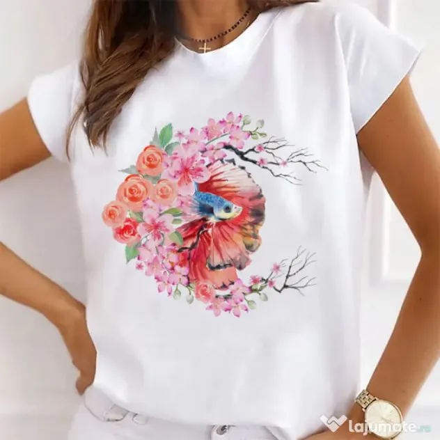 Tricou STANLEY STELLA dama Watercolor Fish Flowers