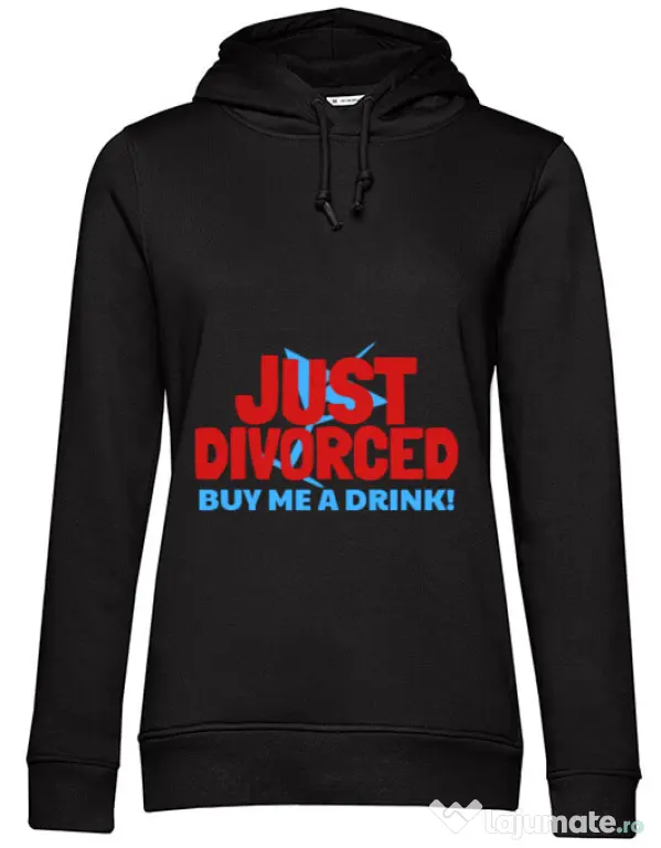 Hoodie Burlacite B&C Just divorced Negru