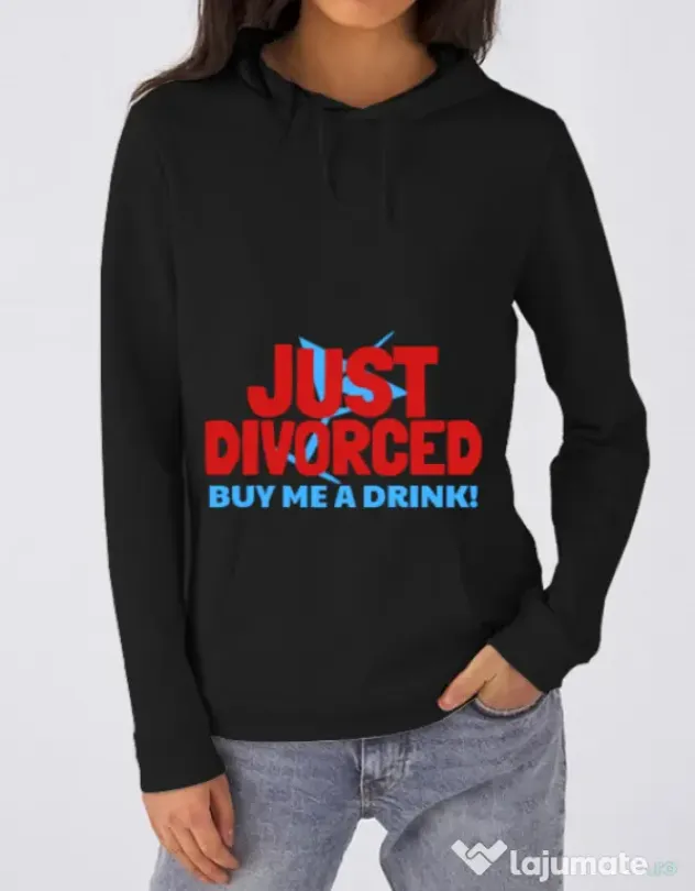 Hoodie Burlacite B&C Just divorced Negru