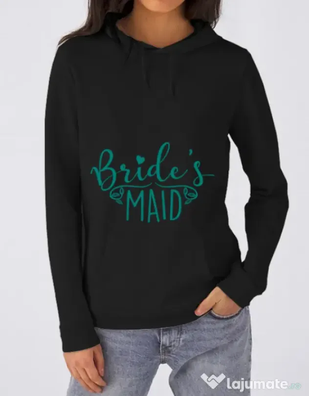 Hoodie Petrecerea burlacitelor B&C Brides maid Negru
