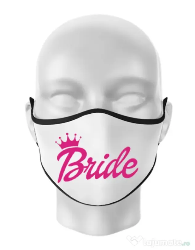 Masca personalizata reutilizabila Barbie Bride Alb