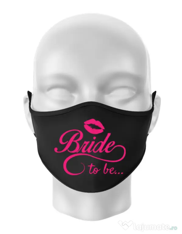 Masca personalizata reutilizabila Bride to be Negru