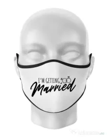 Masca personalizata reutilizabila Im getting married Alb