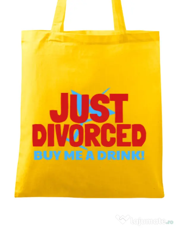 Sacosa personalizata Burlacite Just divorced Galben