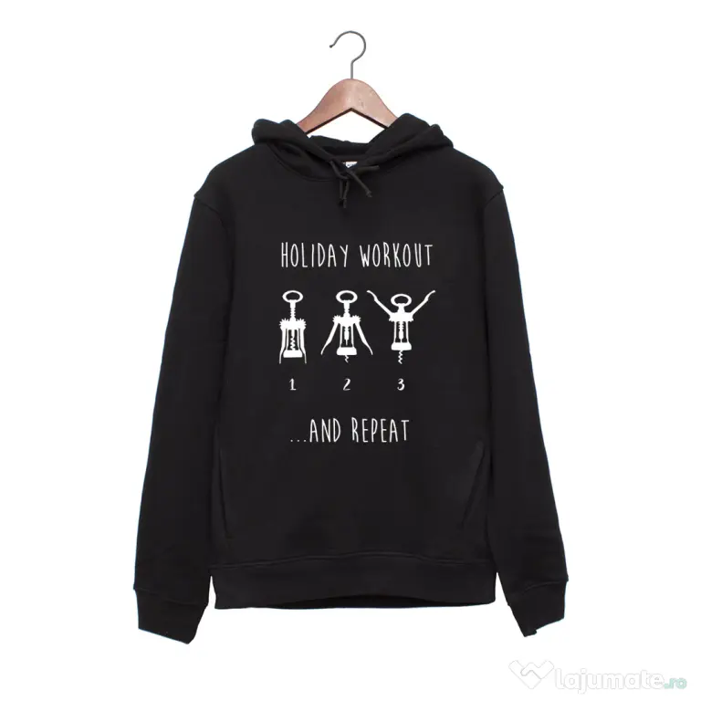 Hanorac personalizat negru unisex Holiday Workout