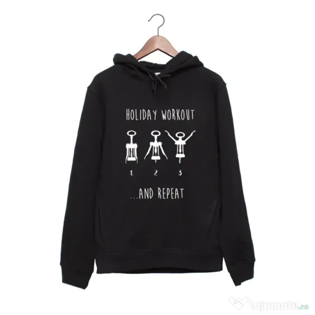 Hanorac personalizat negru unisex Holiday Workout