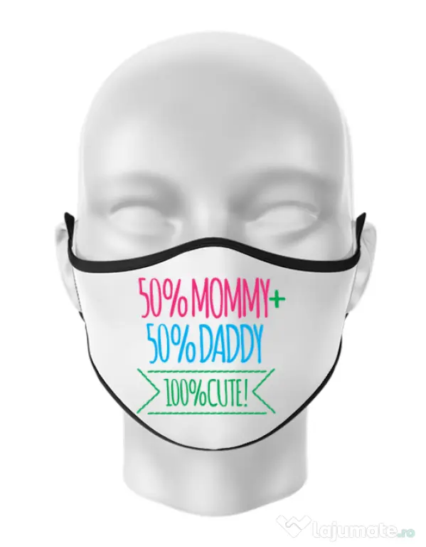 Masca personalizata reutilizabila 100 Cute Alb