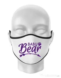Masca personalizata reutilizabila Baby bear Alb