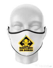Masca personalizata reutilizabila Baby Jedi Alb 