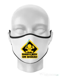Masca personalizata reutilizabila Baby Jedi Alb
