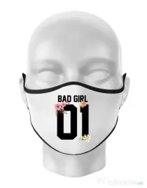 Masca personalizata reutilizabila Bad girl Alb