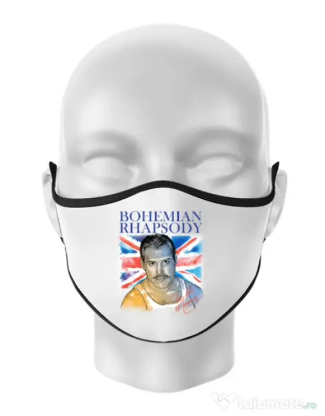 Masca personalizata reutilizabila Bohemian Rhapsody Alb