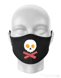 Masca personalizata reutilizabila Breakfast skull Negru