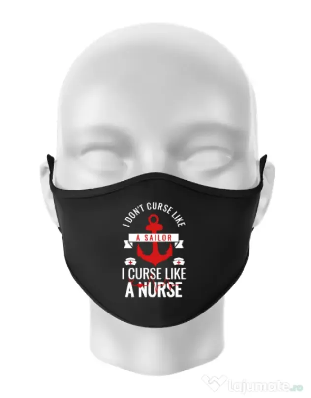 Masca personalizata reutilizabila Curse like a nurse Negru