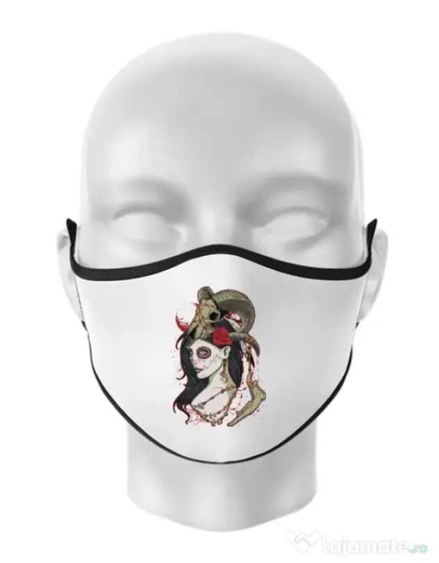 Masca personalizata reutilizabila Dead Queen Alb