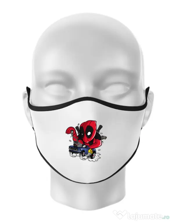 Masca personalizata reutilizabila Deadrace Alb