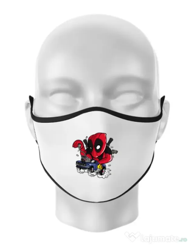 Masca personalizata reutilizabila Deadrace Alb