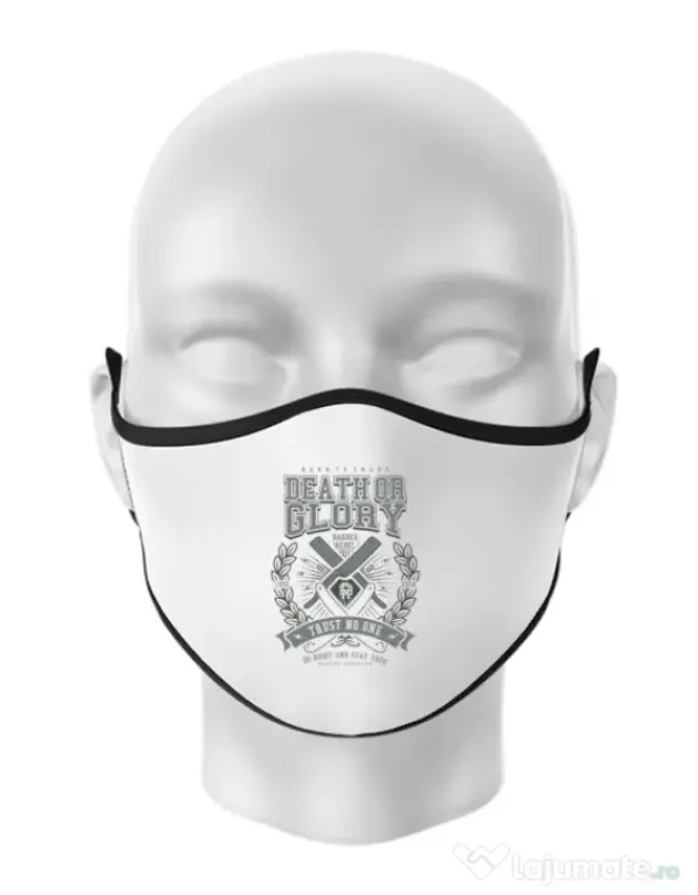 Masca personalizata reutilizabila Death or Glory Alb