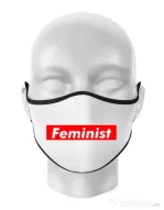 Masca personalizata reutilizabila Feminist Alb