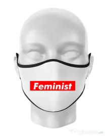 Masca personalizata reutilizabila Feminist Alb