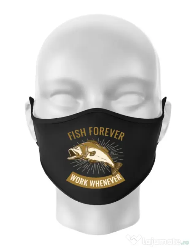 Masca personalizata reutilizabila Fish forever Negru