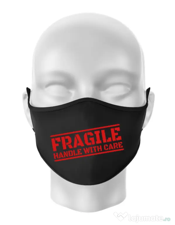 Masca personalizata reutilizabila Fragile Negru