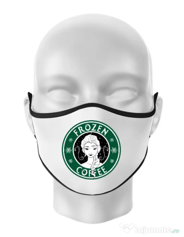 Masca personalizata reutilizabila Frozen coffee Alb