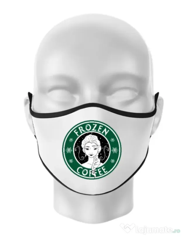 Masca personalizata reutilizabila Frozen coffee Alb