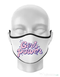 Masca personalizata reutilizabila Girl power Alb
