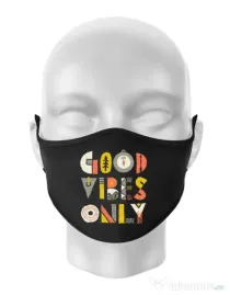 Masca personalizata reutilizabila Good vibes only Negru
