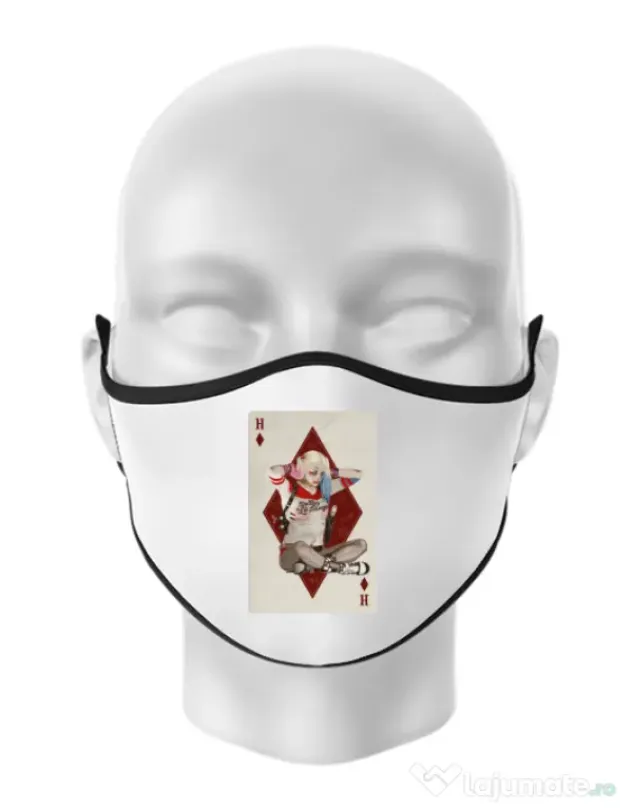 Masca personalizata reutilizabila Harley Card Alb
