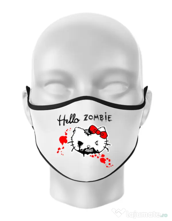 Masca personalizata reutilizabila Hello zombie Alb
