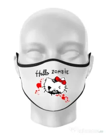Masca personalizata reutilizabila Hello zombie Alb