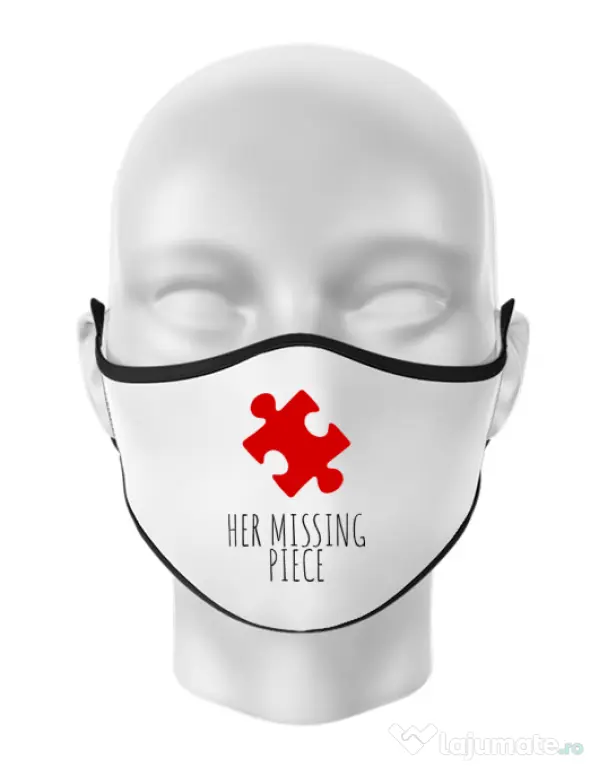 Masca personalizata reutilizabila Her missing piece Alb