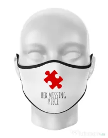 Masca personalizata reutilizabila Her missing piece Alb