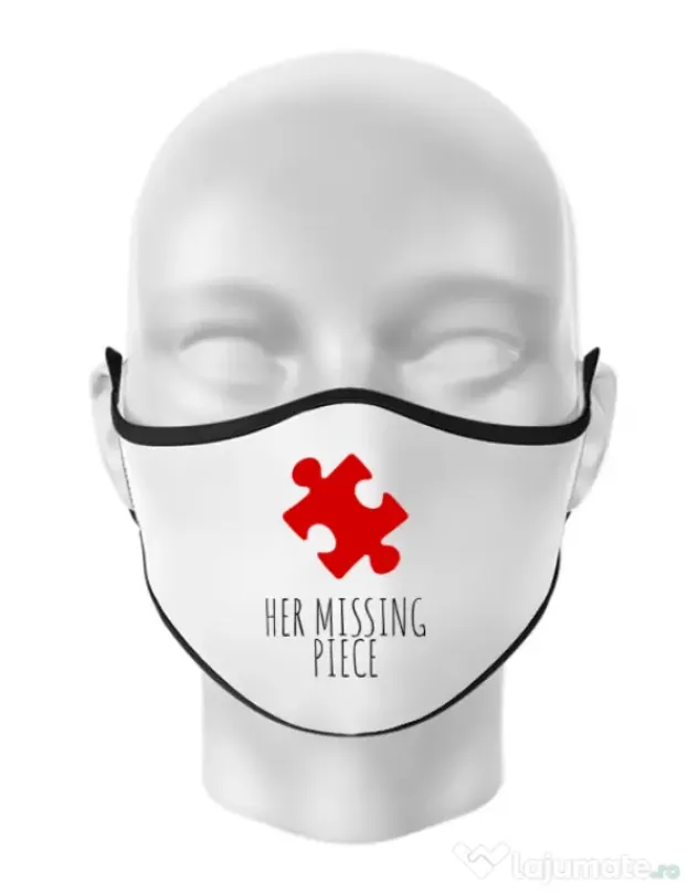 Masca personalizata reutilizabila Her missing piece Alb