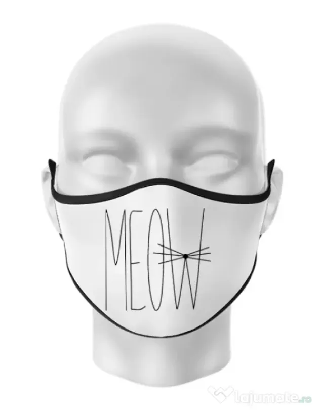 Masca personalizata reutilizabila I am a cat Alb