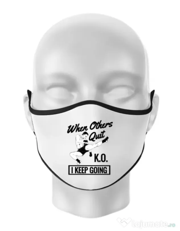 Masca personalizata reutilizabila I keep going Alb