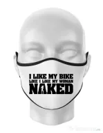 Masca personalizata reutilizabila I like my bike Alb