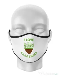 Masca personalizata reutilizabila I love gardening Alb