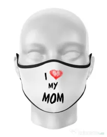 Masca personalizata reutilizabila I love my mom Alb