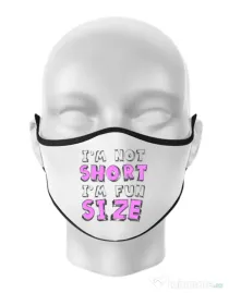 Masca personalizata reutilizabila I'm not short Alb