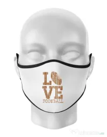 Masca personalizata reutilizabila Love football Alb