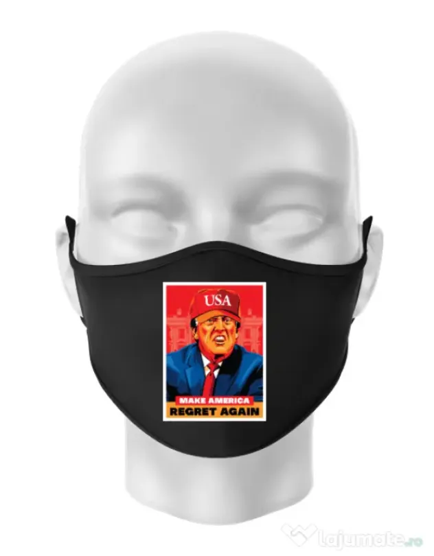 Masca personalizata reutilizabila Make America regret again Negru