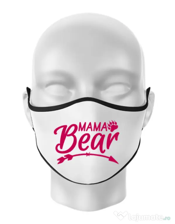 Masca personalizata reutilizabila Mama bear Alb
