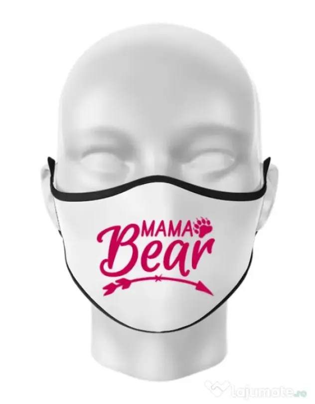 Masca personalizata reutilizabila Mama bear Alb