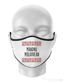 Masca personalizata reutilizabila Mandru moldovean Alb