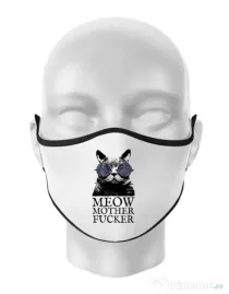 Masca personalizata reutilizabila Meow motherfucker Alb