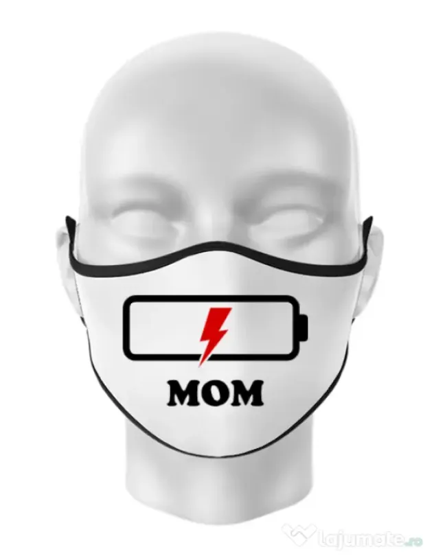 Masca personalizata reutilizabila Mom battery Alb