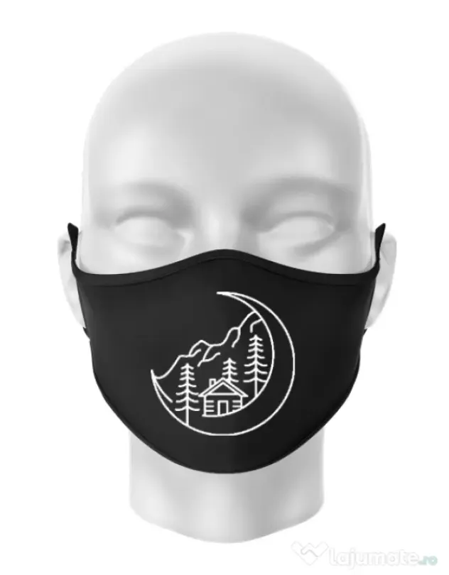 Masca personalizata reutilizabila Moon life Negru